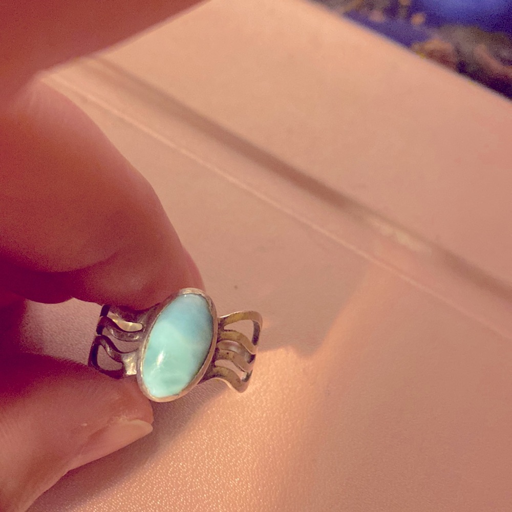 Larimar Sterling Silver Wave Ring - image 1